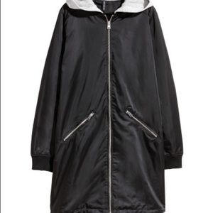H&M Long Black Bomber Jacket